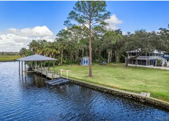 Waterfront home with private dock in Citrus County, Florida located in a flood zone