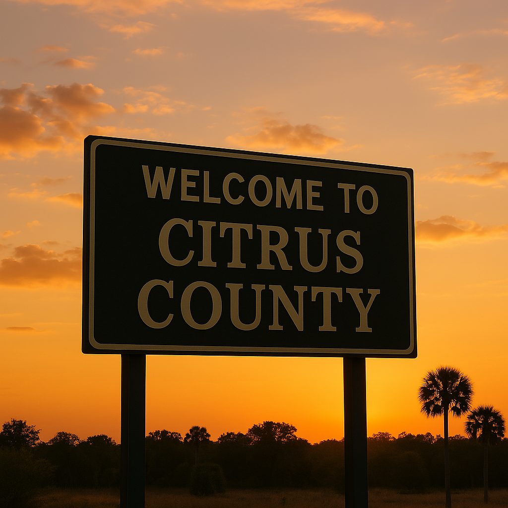 Welcome to Citrus County Florida sign representing population growth and relocation trends